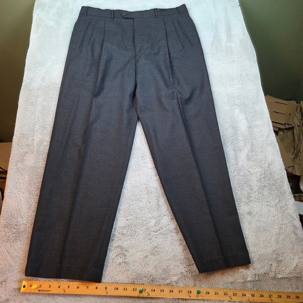 Corneliani Virgin Wool Dress Pants Mens 38 Double Pleated Made In Italy Charcoal